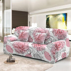 Elastic Sofa Cover For Living Room Stretch Combination Slipcovers Flowers Printed Sectional Couch Covers 1/2/3/4 Seater Floral Pattern Sofa Cover With Separate Cushion Cover Stretch Armchair Slipcover Washable Furniture Protector Stevvex