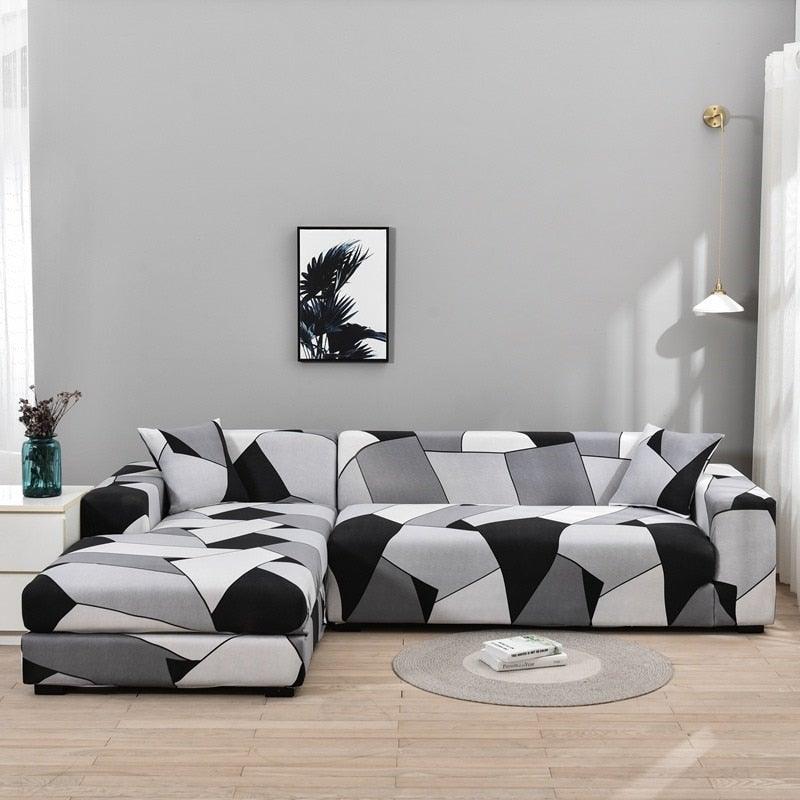 Elastic Sofa Covers for Living Room Stretch Slipcovers Sectional Couch Cover L Shape Corner Armchair Cover 1/2/3/4 Seater Slipcovers Elastic Stylish Printed Sectional Sofa Furniture Protector For Living Room Stevvex
