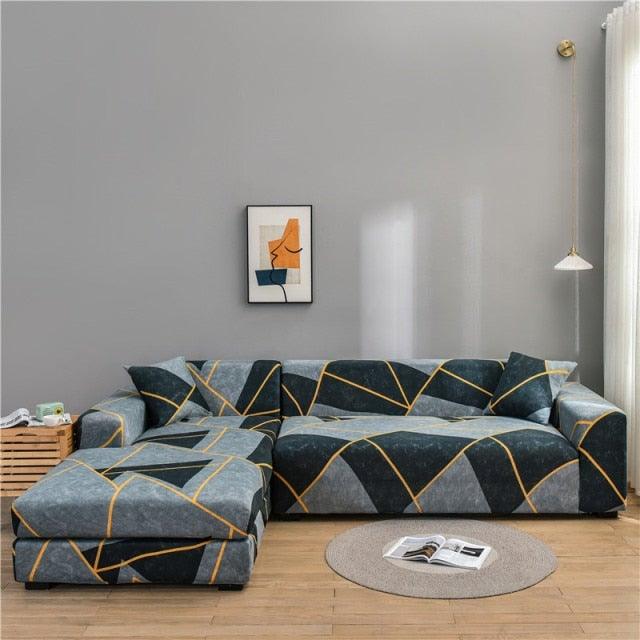 Elastic Sofa Covers for Living Room Stretch Slipcovers Sectional Couch Cover L Shape Corner Armchair Cover 1/2/3/4 Seater Slipcovers Elastic Stylish Printed Sectional Sofa Furniture Protector For Living Room Stevvex