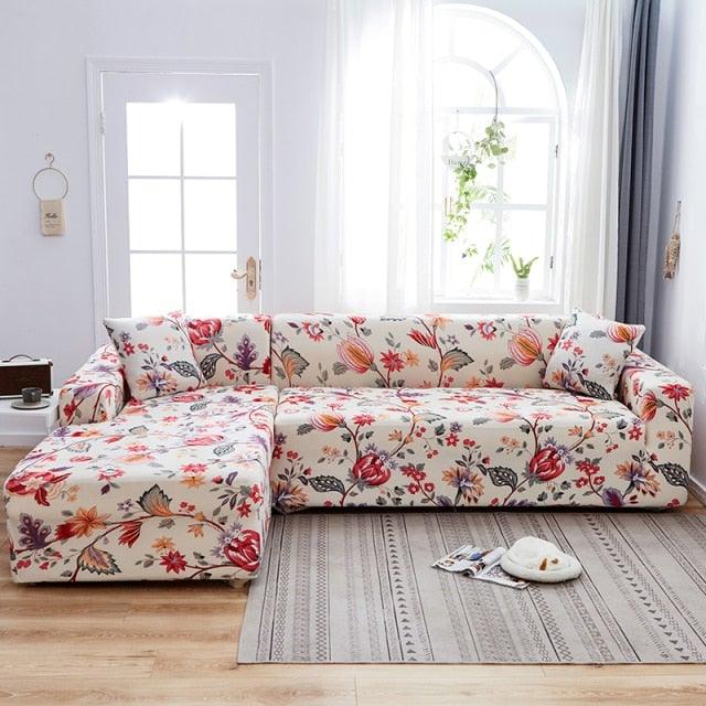 Elastic Sofa Covers for Living Room Stretch Slipcovers Sectional Couch Cover L Shape Corner Armchair Cover 1/2/3/4 Seater Slipcovers Elastic Stylish Printed Sectional Sofa Furniture Protector For Living Room Stevvex
