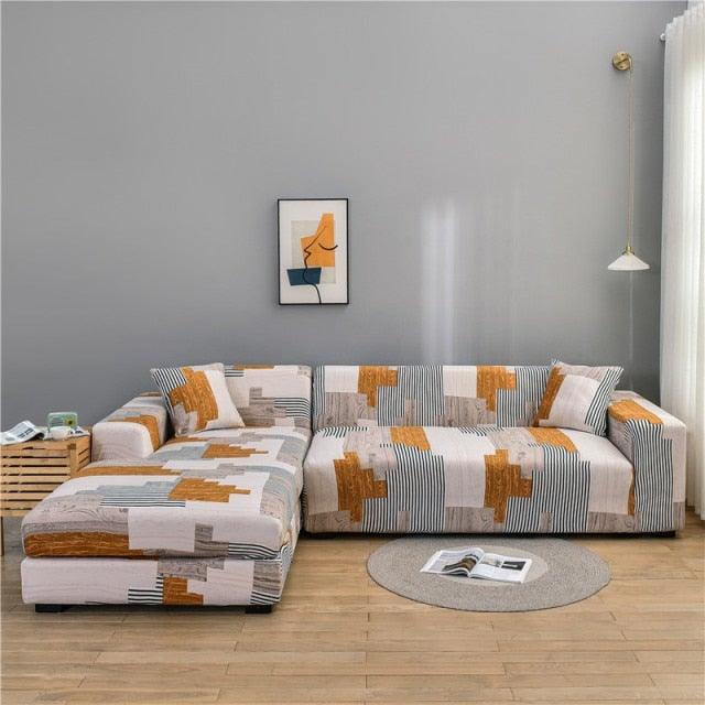 Elastic Sofa Covers for Living Room Stretch Slipcovers Sectional Couch Cover L Shape Corner Armchair Cover 1/2/3/4 Seater Slipcovers Elastic Stylish Printed Sectional Sofa Furniture Protector For Living Room Stevvex