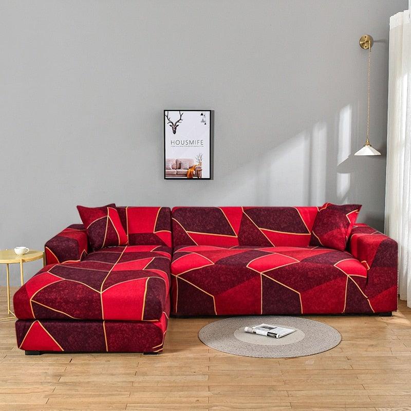 Elastic Sofa Covers for Living Room Stretch Slipcovers Sectional Couch Cover L Shape Corner Armchair Cover 1/2/3/4 Seater Slipcovers Elastic Stylish Printed Sectional Sofa Furniture Protector For Living Room Stevvex