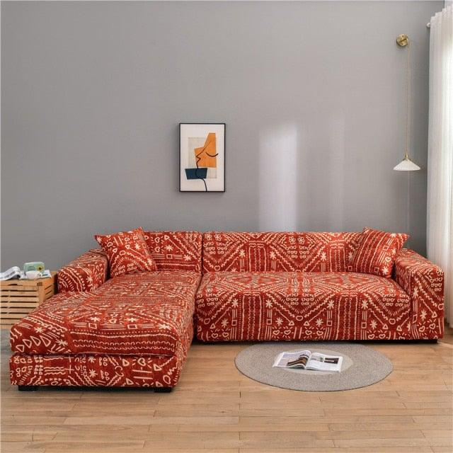 Elastic Sofa Covers for Living Room Stretch Slipcovers Sectional Couch Cover L Shape Corner Armchair Cover 1/2/3/4 Seater Slipcovers Elastic Stylish Printed Sectional Sofa Furniture Protector For Living Room Stevvex
