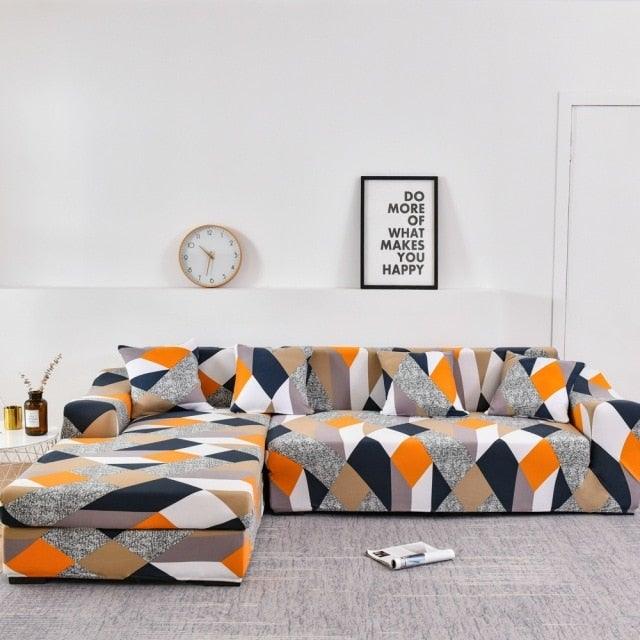 Elastic Sofa Covers for Living Room Stretch Slipcovers Sectional Couch Cover L Shape Corner Armchair Cover 1/2/3/4 Seater Slipcovers Elastic Stylish Printed Sectional Sofa Furniture Protector For Living Room Stevvex