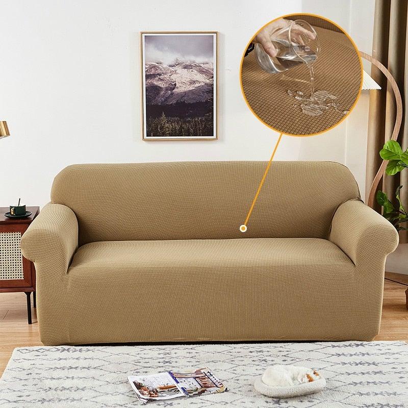 Elastic Waterproof Sofa Cover Plain Color Stretch Sofa Covers for Living Room Slipcover Couch Cover Furniture Protector Sofa Covers Non Slip Sofa Slipcovers with Elastic Hem Living Room Furniture Protector Stevvex