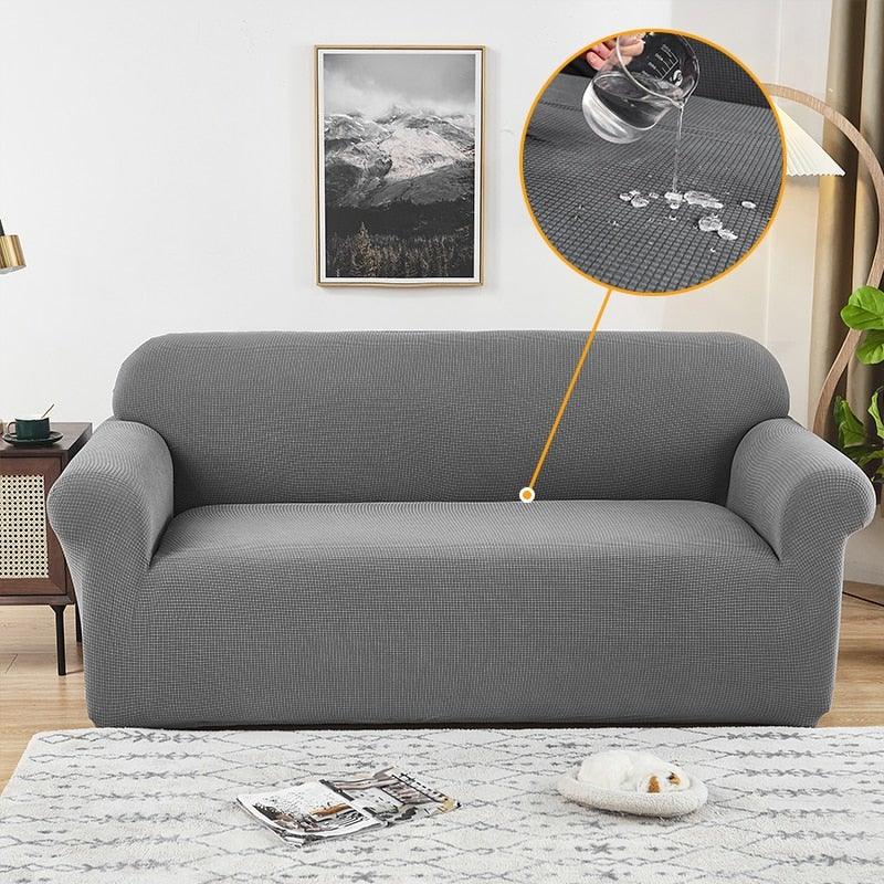 Elastic Waterproof Sofa Cover Plain Color Stretch Sofa Covers for Living Room Slipcover Couch Cover Furniture Protector Sofa Covers Non Slip Sofa Slipcovers with Elastic Hem Living Room Furniture Protector Stevvex