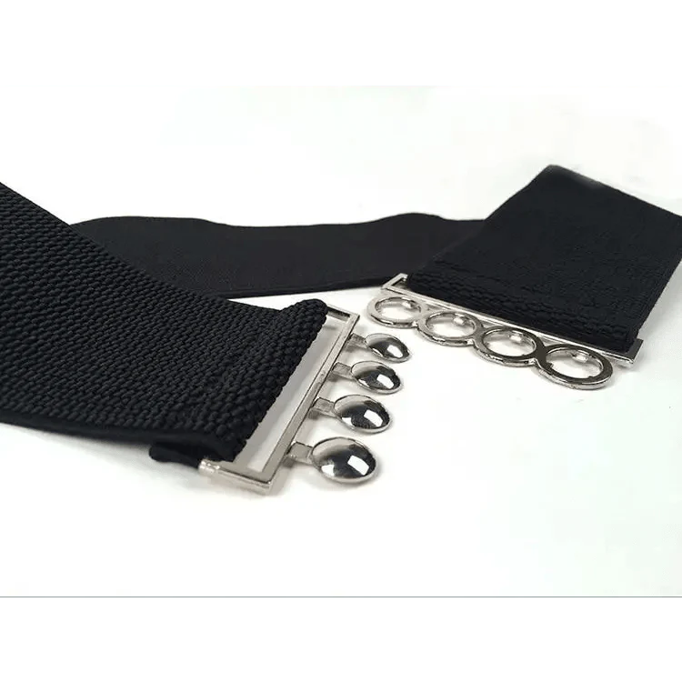 Elastic Wide Strap Plus Size Belts For Women Classic Party And Casual Dress Metal Snap Button Belts For Women Stevvex