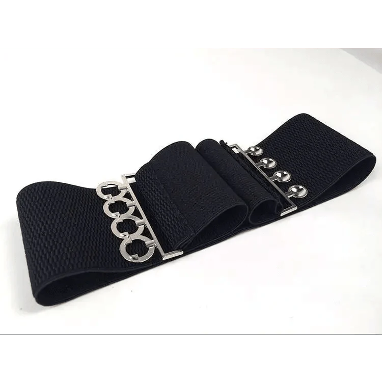 Elastic Wide Strap Plus Size Belts For Women Classic Party And Casual Dress Metal Snap Button Belts For Women Stevvex