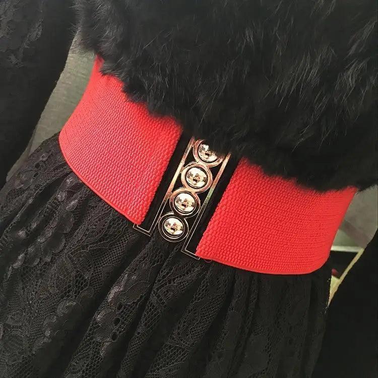 Elastic Wide Strap Plus Size Belts For Women Classic Party And Casual Dress Metal Snap Button Belts For Women Stevvex