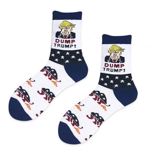 Election Spoof Funny President Donald Trump Socks With 3D Fake Hair Funny Crew Socks Unisex Compression Socks Streetwear Hip Hop Style Socks For Men And Women Stevvex