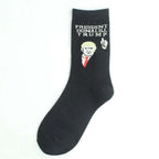 Election Spoof Funny President Donald Trump Socks With 3D Fake Hair Funny Crew Socks Unisex Compression Socks Streetwear Hip Hop Style Socks For Men And Women Stevvex