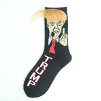 Election Spoof Funny President Donald Trump Socks With 3D Fake Hair Funny Crew Socks Unisex Compression Socks Streetwear Hip Hop Style Socks For Men And Women Stevvex