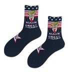 Election Spoof Funny President Donald Trump Socks With 3D Fake Hair Funny Crew Socks Unisex Compression Socks Streetwear Hip Hop Style Socks For Men And Women Stevvex