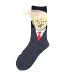 Election Spoof Funny President Donald Trump Socks With 3D Fake Hair Funny Crew Socks Unisex Compression Socks Streetwear Hip Hop Style Socks For Men And Women Stevvex