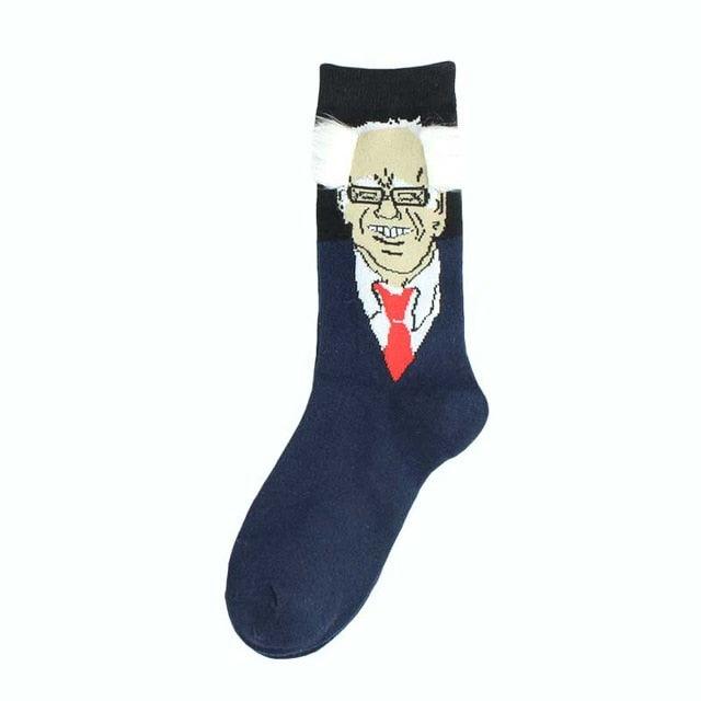 Election Spoof Funny President Donald Trump Socks With 3D Fake Hair Funny Crew Socks Unisex Compression Socks Streetwear Hip Hop Style Socks For Men And Women Stevvex