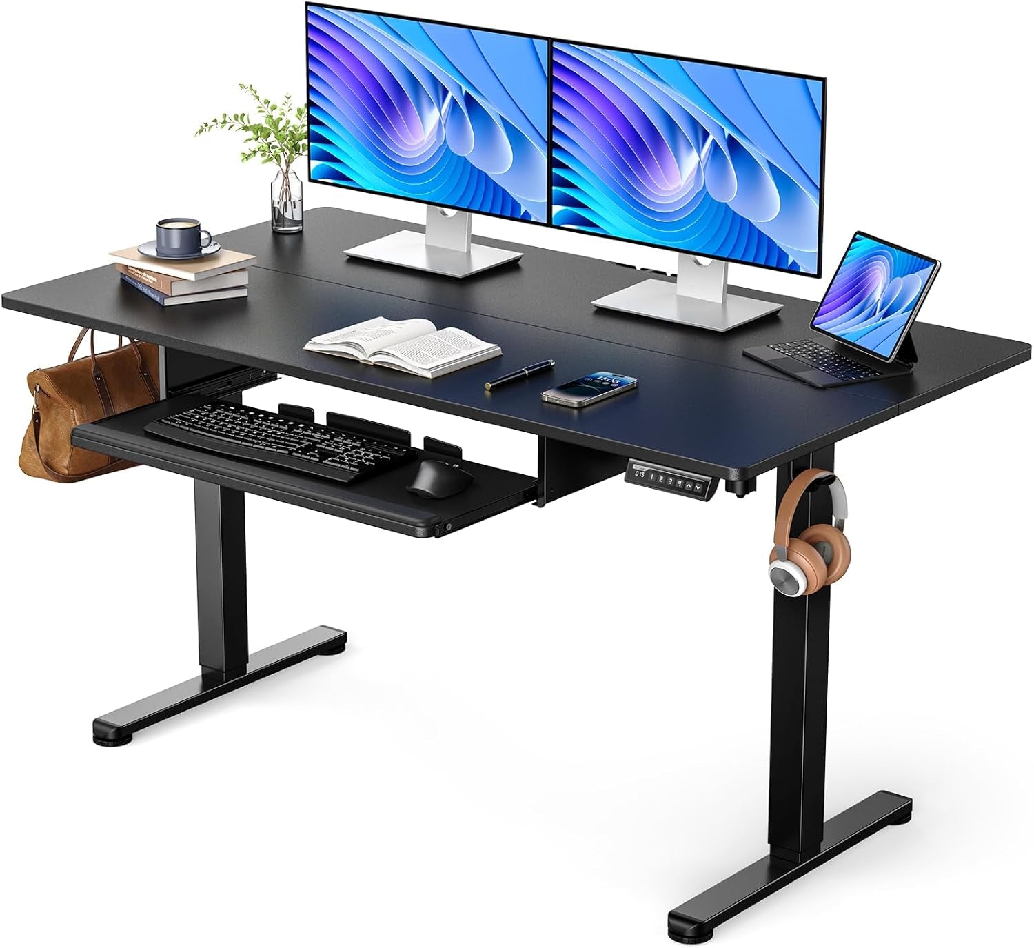 Electric Standing Desk with Adjustable Height Keyboard Tray Lootquake LLC