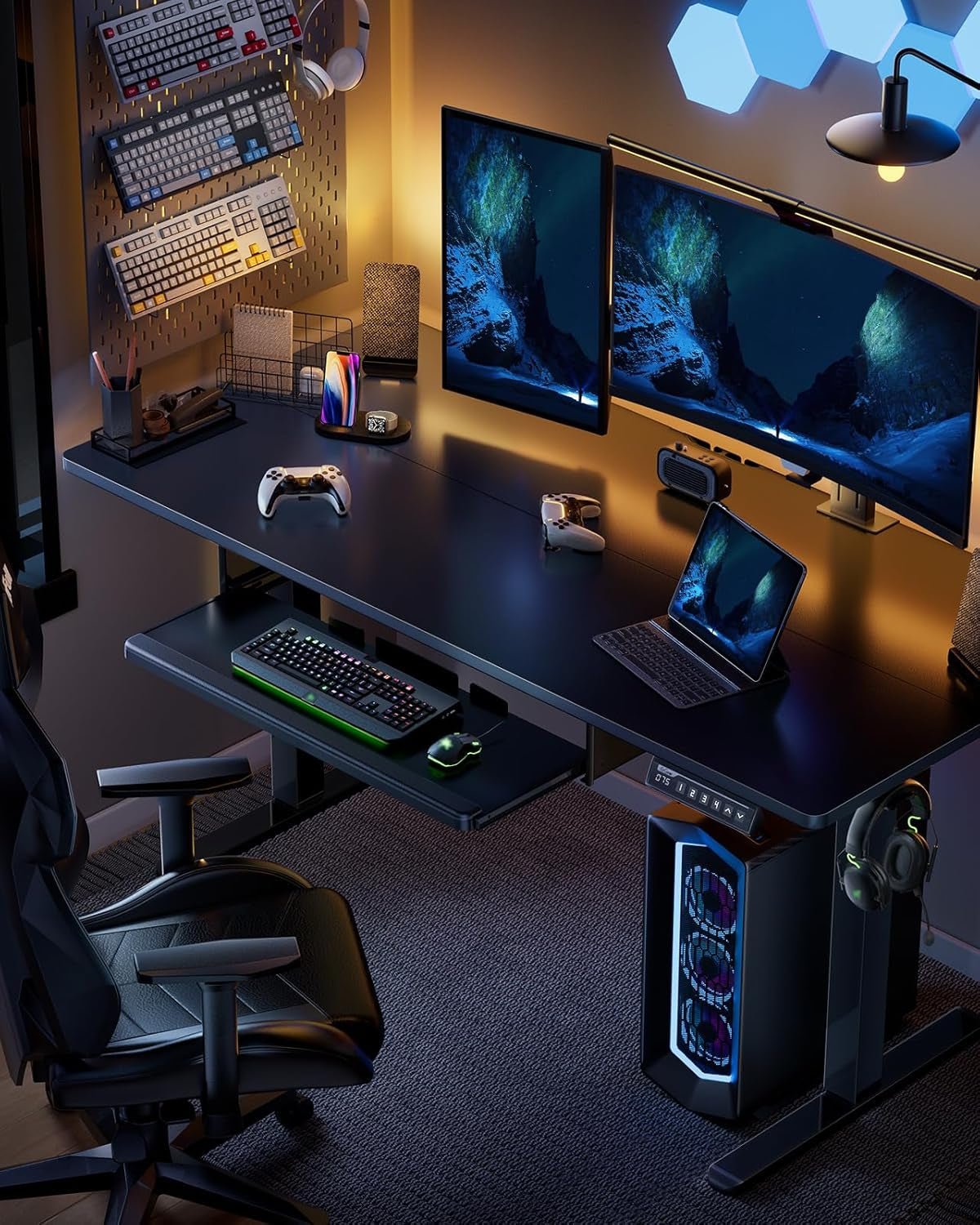 Electric Standing Desk with Adjustable Height Keyboard Tray Lootquake LLC