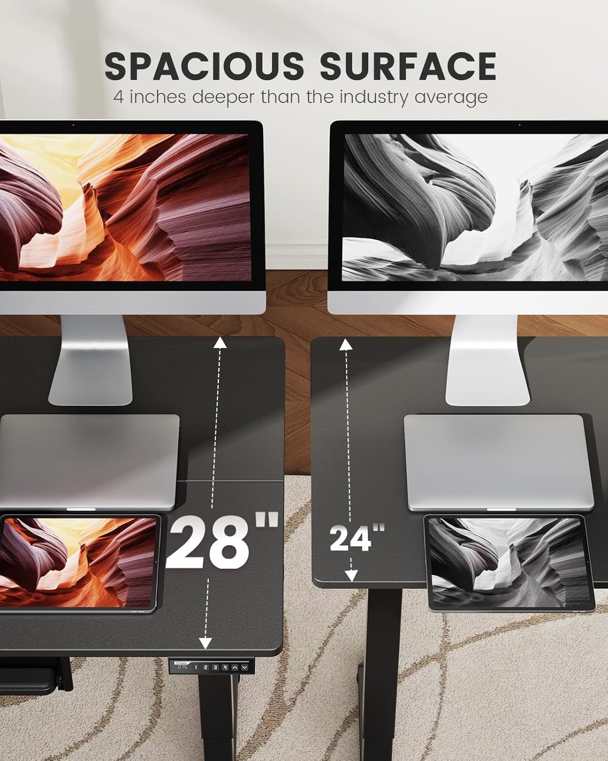 Electric Standing Desk with Adjustable Height Keyboard Tray Lootquake LLC