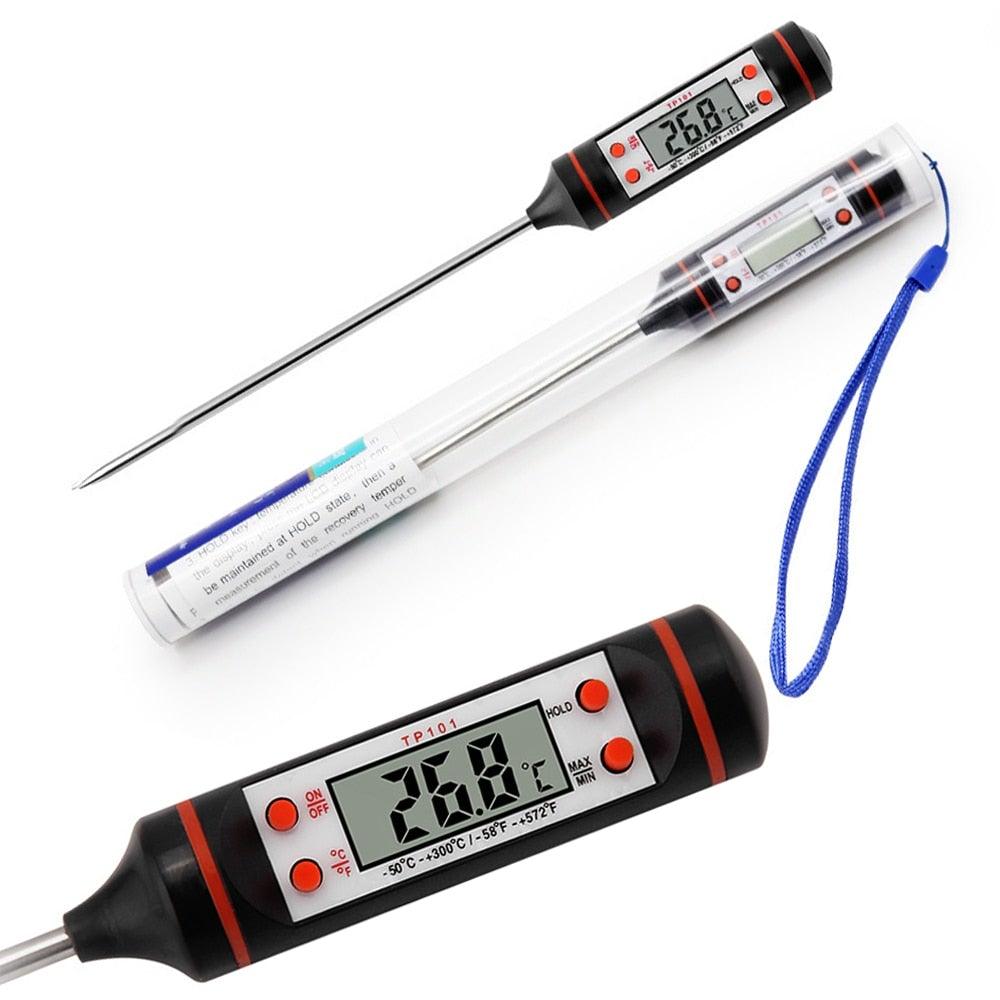 Electronic Digital Kitchen Food Thermometer Stainless Steel Digital Water Thermometer for Liquid Candle Instant Read Waterproof Thermometer For Food Meat Milk Long Probe Water Oil Liquid Bakery Food Temperature Measuring Device Stevvex