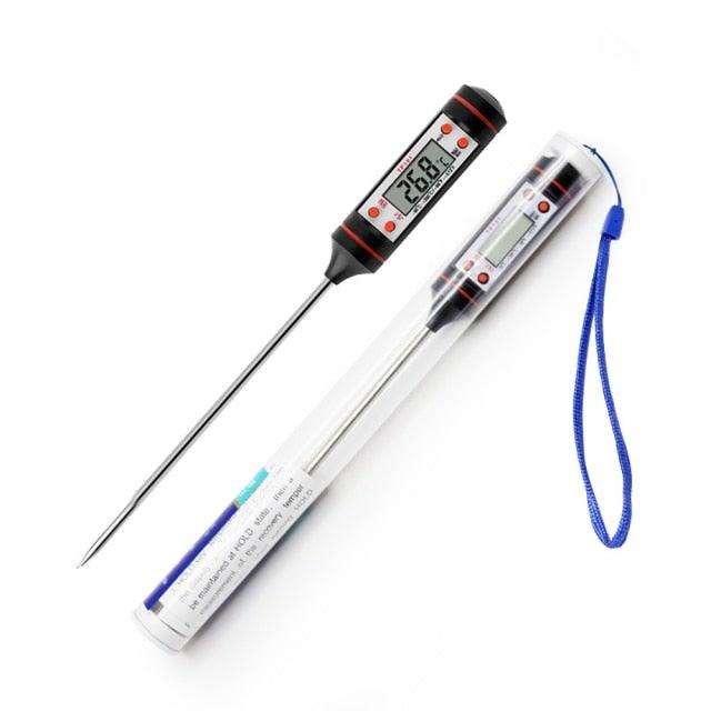 Electronic Digital Kitchen Food Thermometer Stainless Steel Digital Water Thermometer for Liquid Candle Instant Read Waterproof Thermometer For Food Meat Milk Long Probe Water Oil Liquid Bakery Food Temperature Measuring Device Stevvex