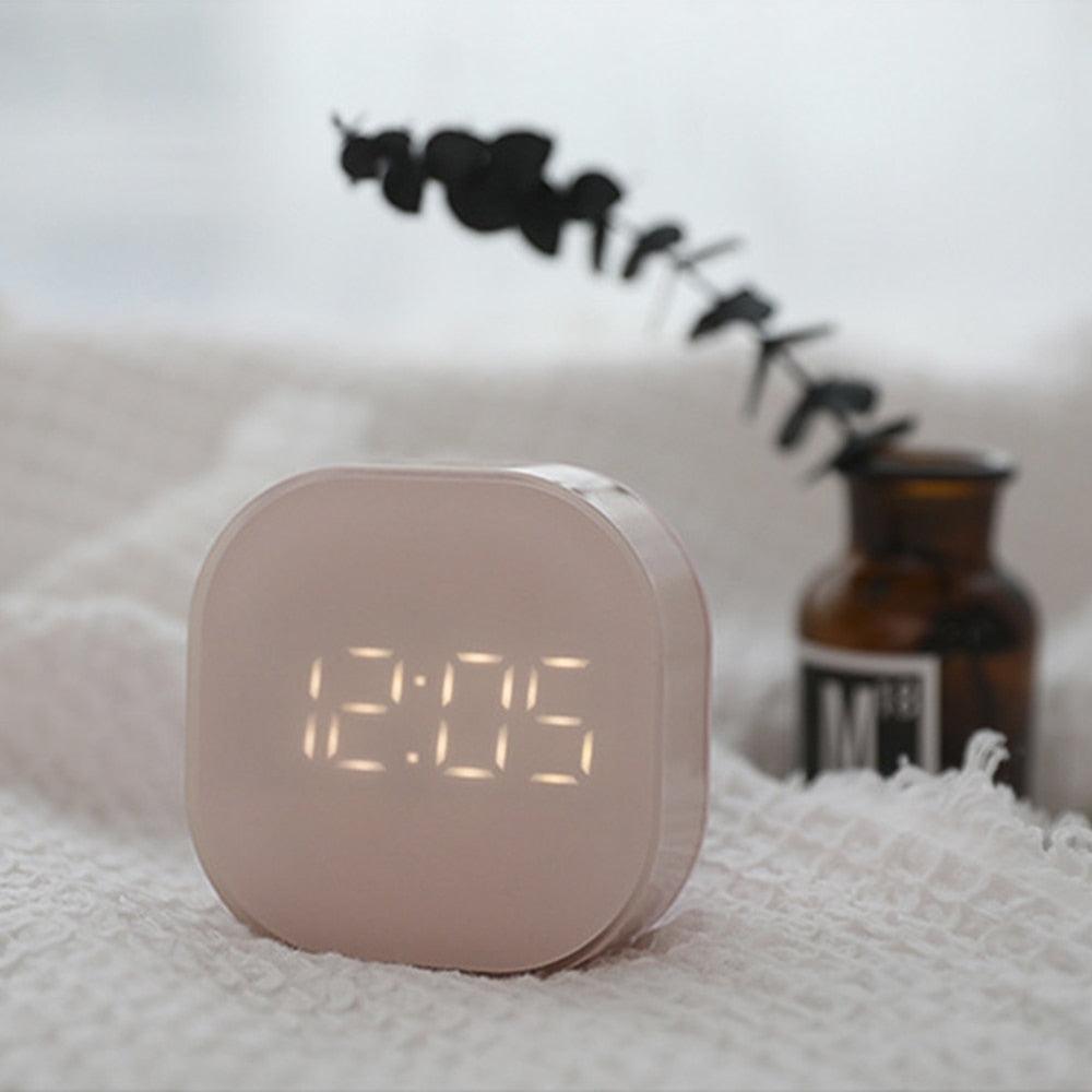 Electronic Square Silent Bedside Alarm Clock Intelligent Temperature Sensing Magnetic Attraction Desk Clock Mini Battery Operated Alarm Clock  Home Decor Stevvex