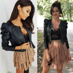Elegance Autumn And Winter New Solid Color Jacket For Women's PU Leather Warmth Fashion Long-Sleeved Jacket For Women Stevvex