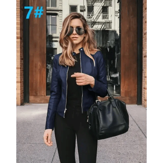 Elegance Autumn And Winter New Solid Color Jacket For Women's PU Leather Warmth Fashion Long-Sleeved Jacket For Women Stevvex