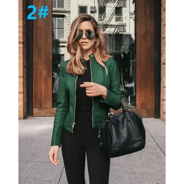 Elegance Autumn And Winter New Solid Color Jacket For Women's PU Leather Warmth Fashion Long-Sleeved Jacket For Women Stevvex