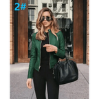 Elegance Autumn And Winter New Solid Color Jacket For Women's PU Leather Warmth Fashion Long-Sleeved Jacket For Women Stevvex