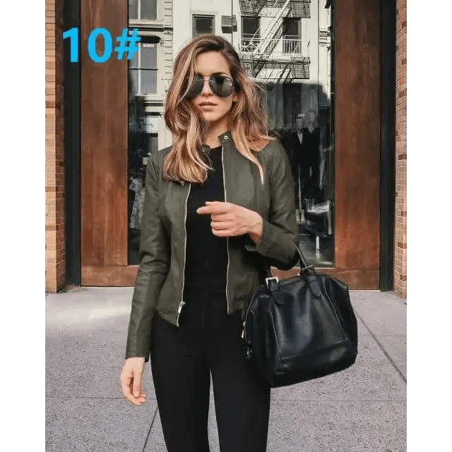 Elegance Autumn And Winter New Solid Color Jacket For Women's PU Leather Warmth Fashion Long-Sleeved Jacket For Women Stevvex