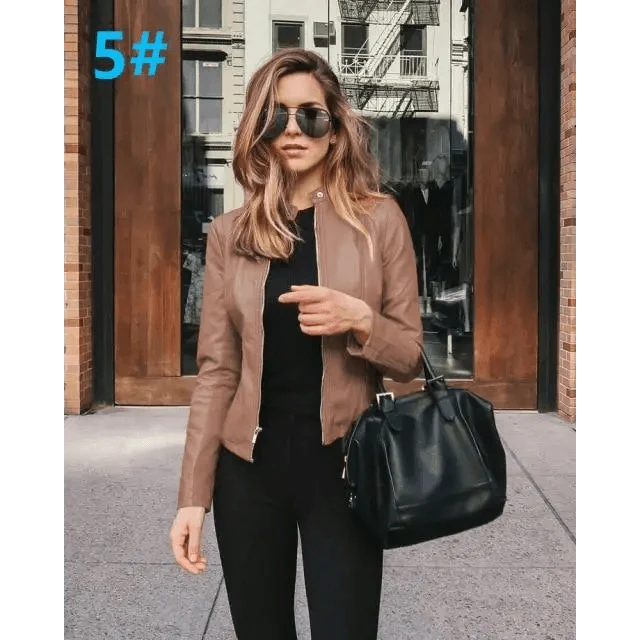 Elegance Autumn And Winter New Solid Color Jacket For Women's PU Leather Warmth Fashion Long-Sleeved Jacket For Women Stevvex