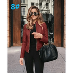Elegance Autumn And Winter New Solid Color Jacket For Women's PU Leather Warmth Fashion Long-Sleeved Jacket For Women Stevvex