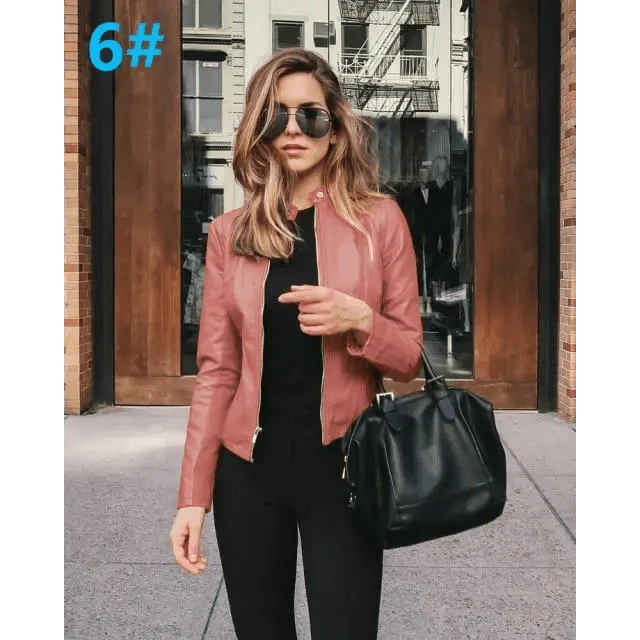 Elegance Autumn And Winter New Solid Color Jacket For Women's PU Leather Warmth Fashion Long-Sleeved Jacket For Women Stevvex