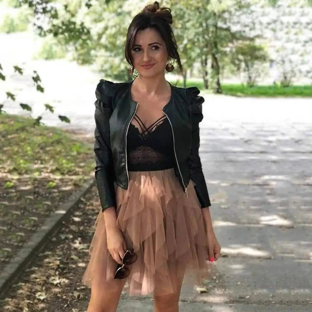 Elegance Autumn And Winter New Solid Color Jacket For Women's PU Leather Warmth Fashion Long-Sleeved Jacket For Women Stevvex