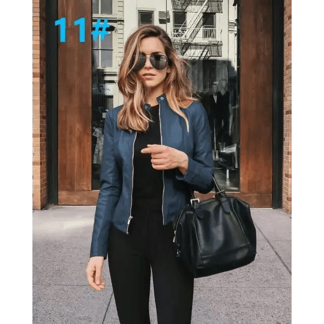 Elegance Autumn And Winter New Solid Color Jacket For Women's PU Leather Warmth Fashion Long-Sleeved Jacket For Women Stevvex