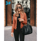 Elegance Autumn And Winter New Solid Color Jacket For Women's PU Leather Warmth Fashion Long-Sleeved Jacket For Women Stevvex