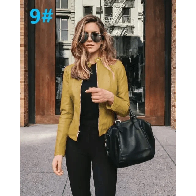 Elegance Autumn And Winter New Solid Color Jacket For Women's PU Leather Warmth Fashion Long-Sleeved Jacket For Women Stevvex