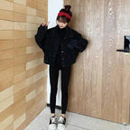 Elegance Black Denim Short Jackets For Women Loose Single Breasted Button Pockets Stylish Chic Retro Casual Streetwear For Women Stevvex