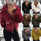 Elegance Faux Fur Women Coat With Hood High Waist Fashion Slim Black /Red /Pink Faux Fur Jacket Fake Rabbit Fur Coats Stevvex