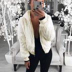 Elegance Faux Fur Women Coat With Hood High Waist Fashion Slim Black /Red /Pink Faux Fur Jacket Fake Rabbit Fur Coats Stevvex