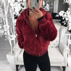 Elegance Faux Fur Women Coat With Hood High Waist Fashion Slim Black /Red /Pink Faux Fur Jacket Fake Rabbit Fur Coats Stevvex