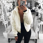 Elegance Faux Fur Women Coat With Hood High Waist Fashion Slim Black /Red /Pink Faux Fur Jacket Fake Rabbit Fur Coats Stevvex