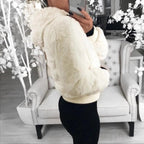 Elegance Faux Fur Women Coat With Hood High Waist Fashion Slim Black /Red /Pink Faux Fur Jacket Fake Rabbit Fur Coats Stevvex