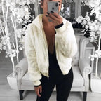 Elegance Faux Fur Women Coat With Hood High Waist Fashion Slim Black /Red /Pink Faux Fur Jacket Fake Rabbit Fur Coats Stevvex