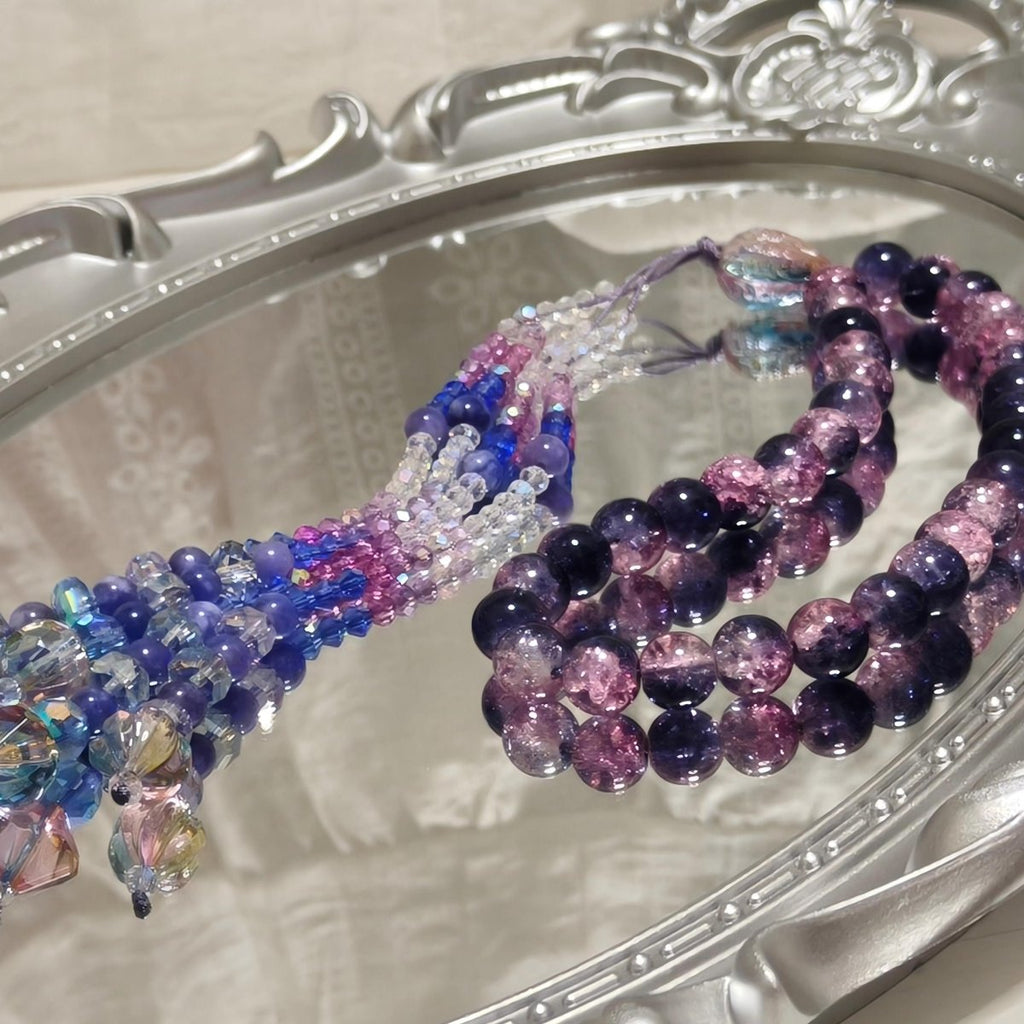 Elegance Islamic Gift Muslim Glass Tasbeeh with Beaded Tassel (MR082)