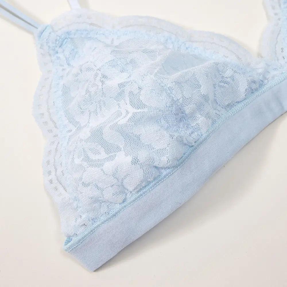 Elegance Lace Thin Triangle Bra For Women Wireless Lingerie Transparent Solid White/Black Stevvex
