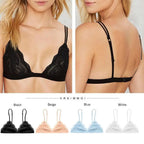 Elegance Lace Thin Triangle Bra For Women Wireless Lingerie Transparent Solid White/Black Stevvex