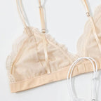 Elegance Lace Thin Triangle Bra For Women Wireless Lingerie Transparent Solid White/Black Stevvex