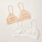 Elegance Lace Thin Triangle Bra For Women Wireless Lingerie Transparent Solid White/Black Stevvex