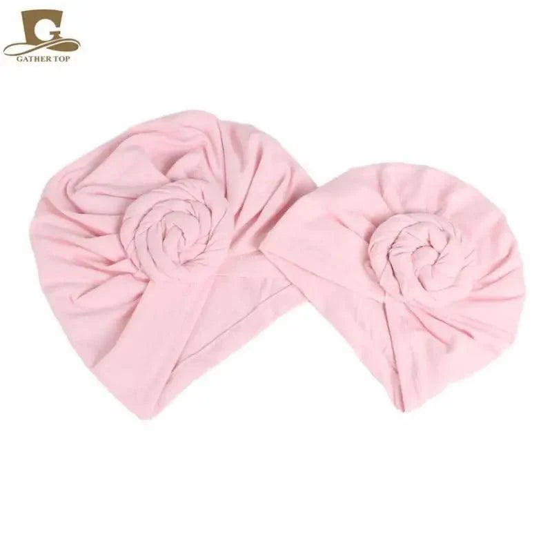 Elegance Mommy And Kids Turban Hat Cap With Big Bow Soft Cute Knot Nursery Beanie Knotted Headban Stevvex
